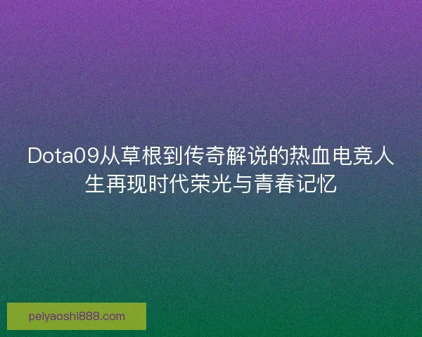 Dota09从草根到传奇解说的热血电竞人生再现时代荣光与青春记忆