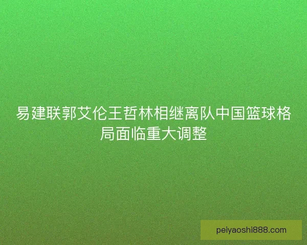 易建联郭艾伦王哲林相继离队中国篮球格局面临重大调整