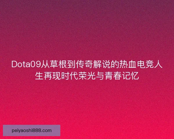 Dota09从草根到传奇解说的热血电竞人生再现时代荣光与青春记忆