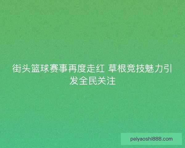 街头篮球赛事再度走红 草根竞技魅力引发全民关注
